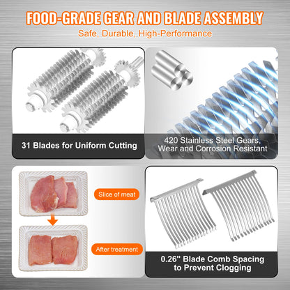 Heavy-Duty Manual Meat Tenderizer Machine – 31 Blades, 420 Stainless Steel, Detachable