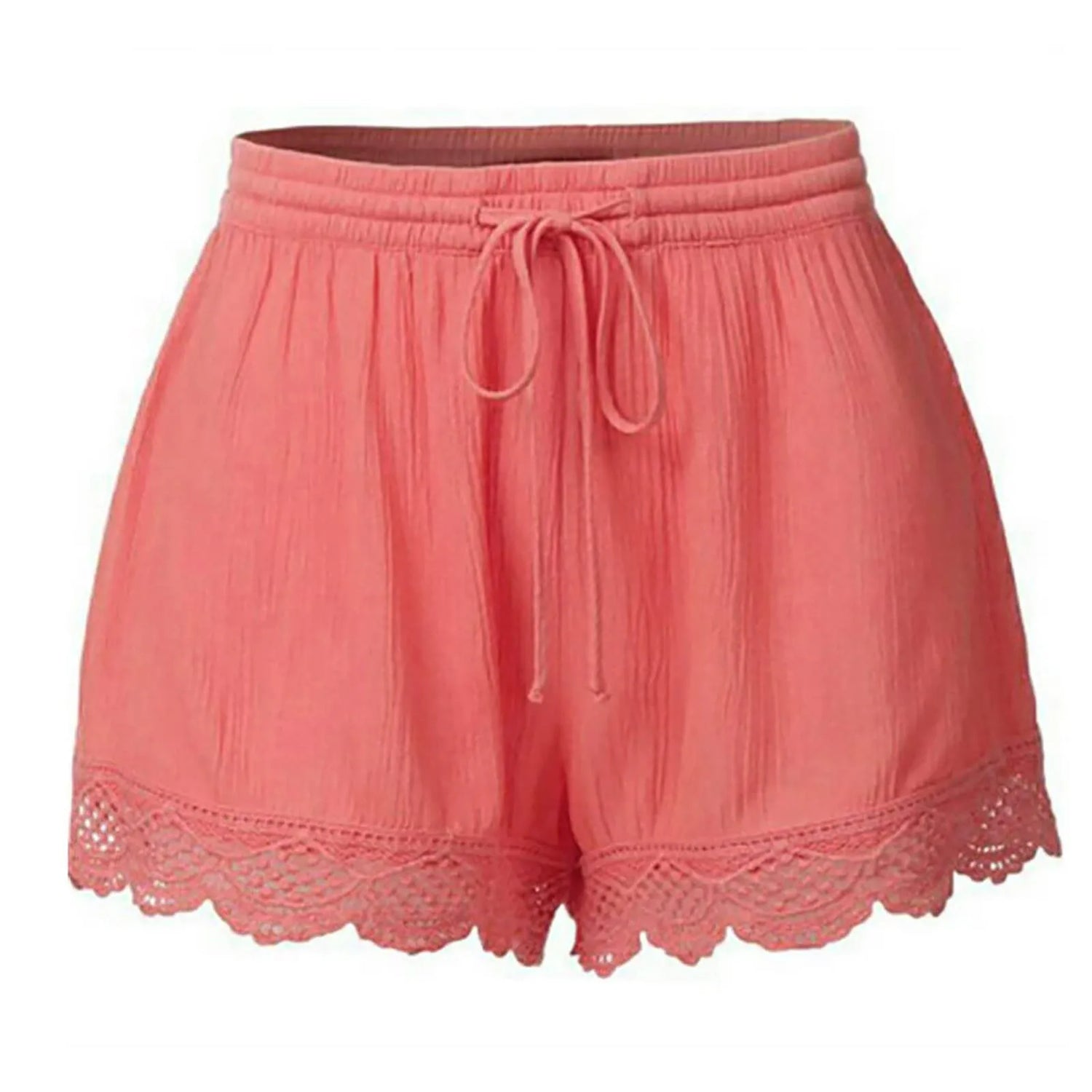 Women Lace Up Shorts Summer Casual Elastic Waist Wide Leg Sweat Fitness Running Short 2024 High Quality Thick Fabric Mini Shorts