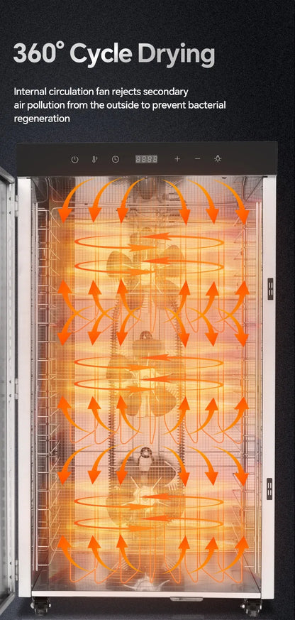 2000W Commercial Food Dehydrator 20 Trays Stainless Steel Jerky Maker 110V 220V Meat Fruit Dryer Machine 30-90℃ Pet Treat