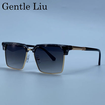 GENTLE LIU FY-99270 Square Sunglasses – Alloy Frame, UV400 Gradient, Steampunk Style