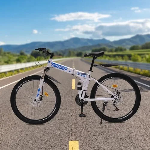 26" Foldable Mountain Bike for Men - 21-Speed All-Terrain Commuter with Dual Disc Brakes