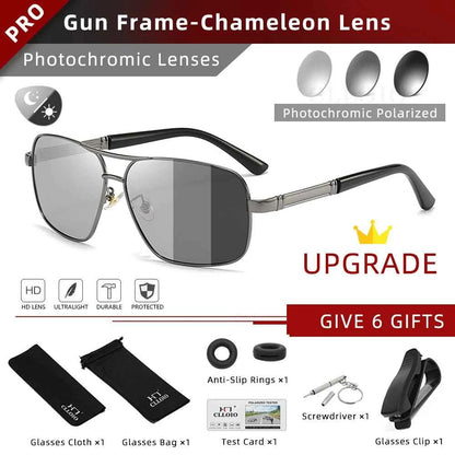 CLLOIO Classic Photochromic Sunglasses Men Women Polarized Driving Shades Sun Glasses Travel Anti-glare Chameleon Glasses