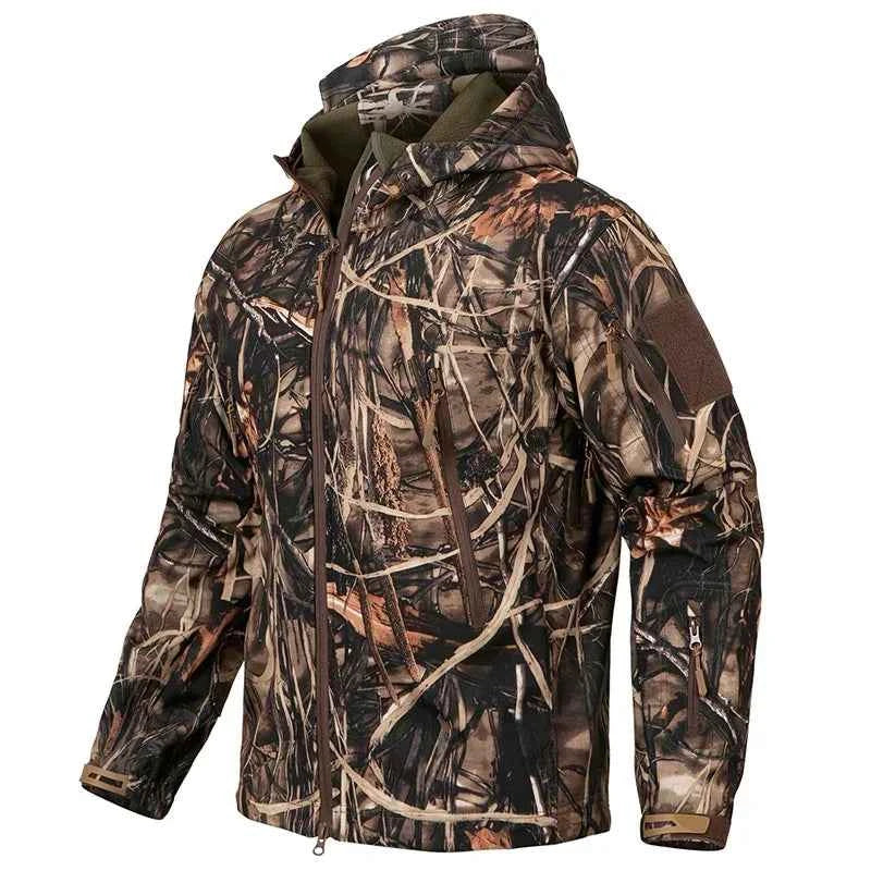 Men’s Silent Camouflage Hunting Jacket – Waterproof Soft Shell Tactical Coat