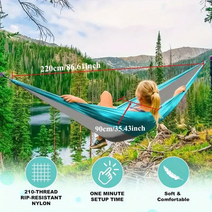 Camping Hammock with Tree Straps – Lightweight Nylon Hammock for Outdoor &amp; Indoor Use