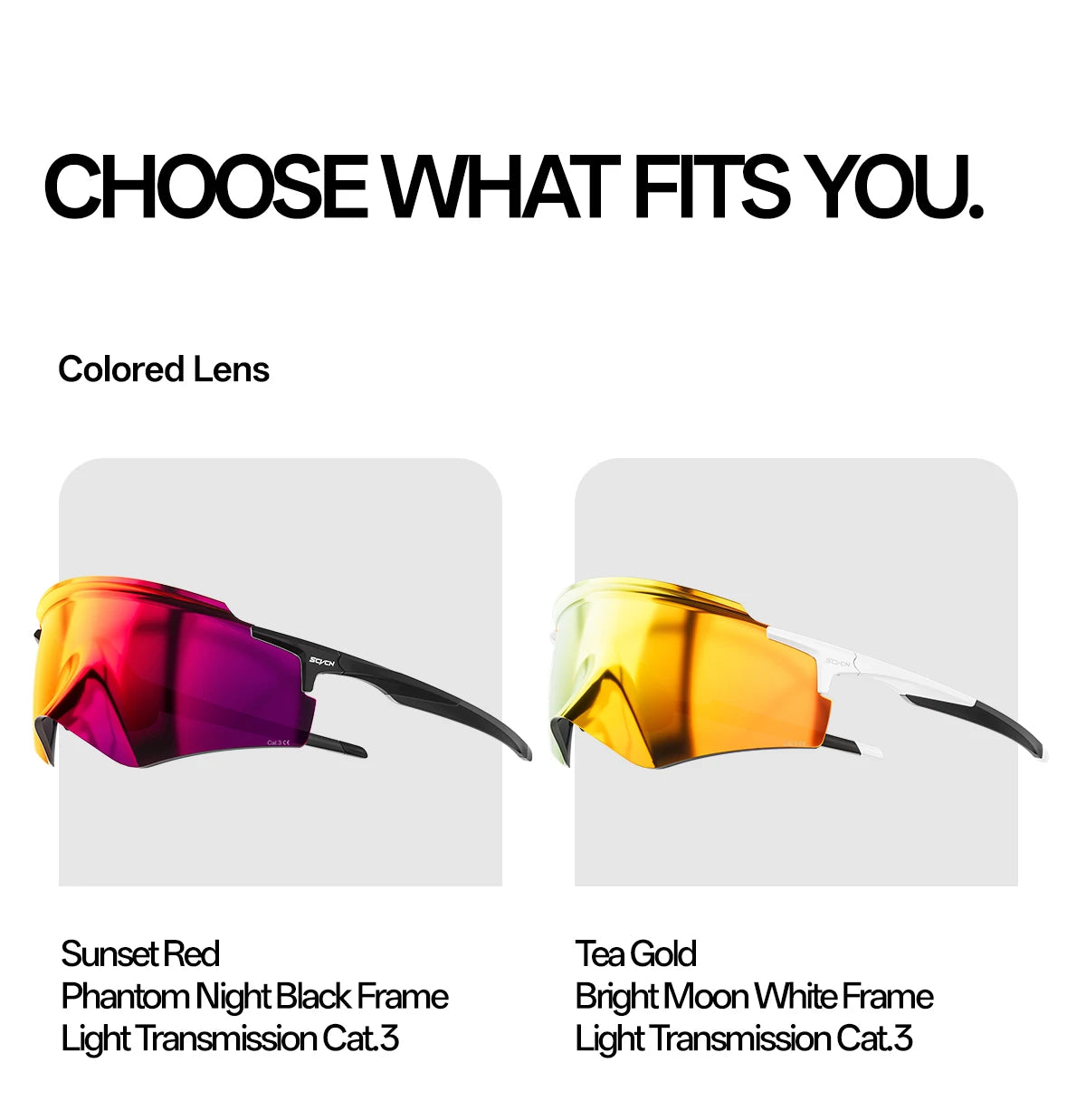 SCVCN Cycling Sunglasses – UV400 Waterproof Photochromic TR-90 Frame 146mm Wide Lens for MTB, Running &amp; Outdoor Sport