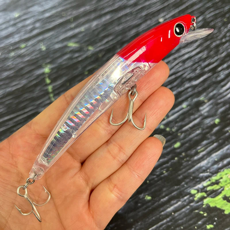 110mm Floating Slim Minnow Lure – 3D Prism Wobbler Jerkbait for Bass, Trout &amp; Sea Fishing