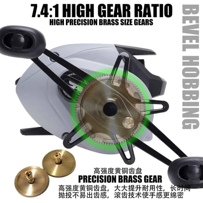 Fishing Reel YL300 Baitcasting Fishing Reel 6+1BB 7.4:1 10KG Drag Force Short-Shaft All-Purpose Spool For Snakehead Fishing