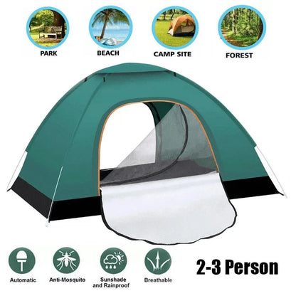 2-3 Person Instant Pop-Up Camping Tent – UV Protection, Waterproof 600D Oxford with Reflective Mylar for Beach, Hiking &amp; Travel