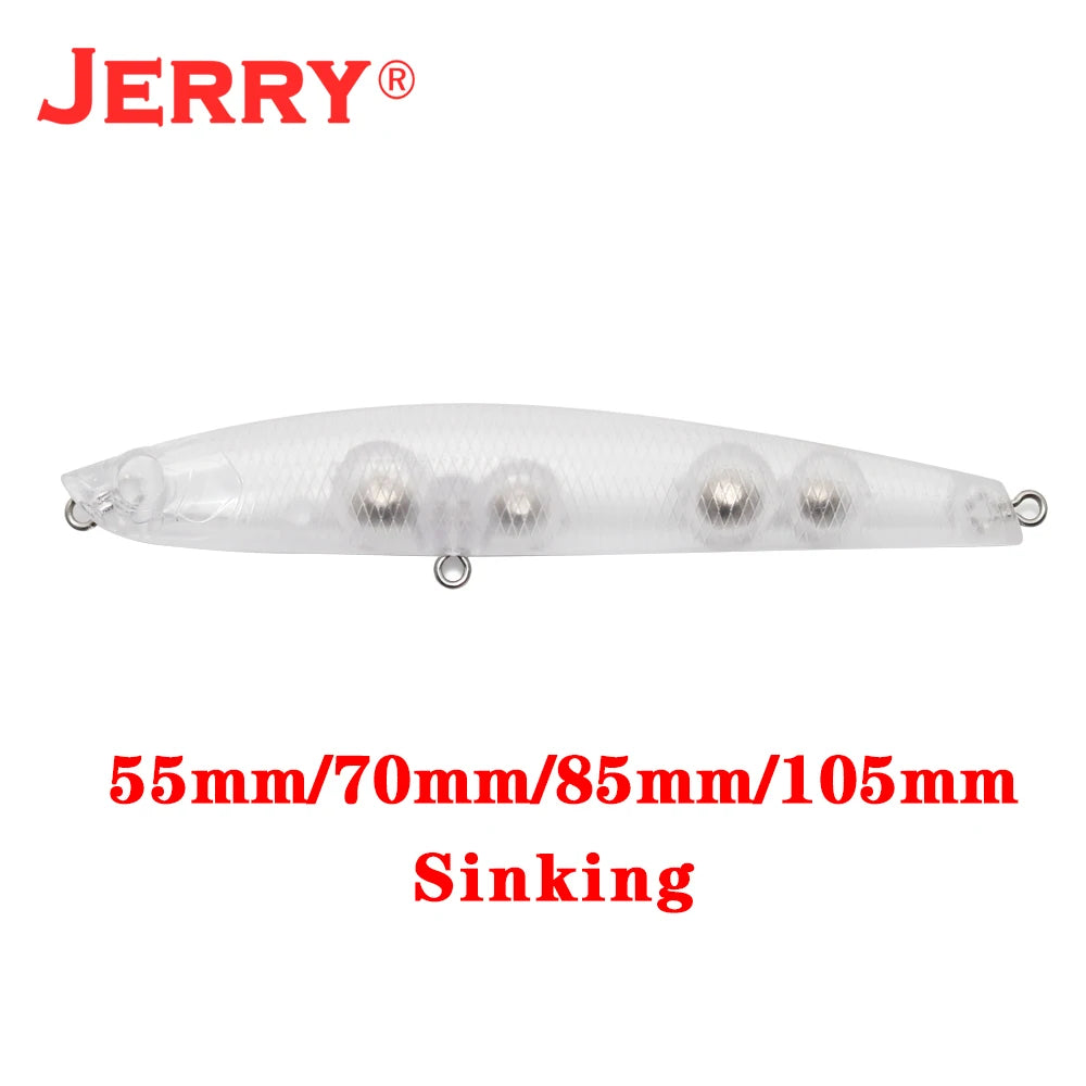 Jerry Unpainted Lure Blanks – ABS Hard Bait, Floating &amp; Sinking, 4 Sizes, 10 Pcs