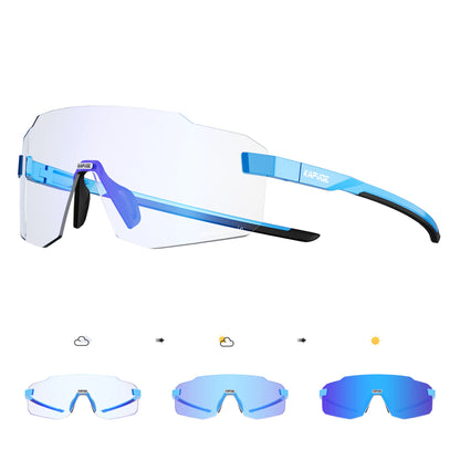 Kapvoe Photochromic Cycling Glasses – UV400 Lightweight MTB Bike Eyewear for Running, Skiing &amp; Outdoor Sport