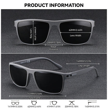 BARCUR Polarized Rectangle Sunglasses – UV400 Mirror Gradient Lens, TR-90 Frame, 9 Colors