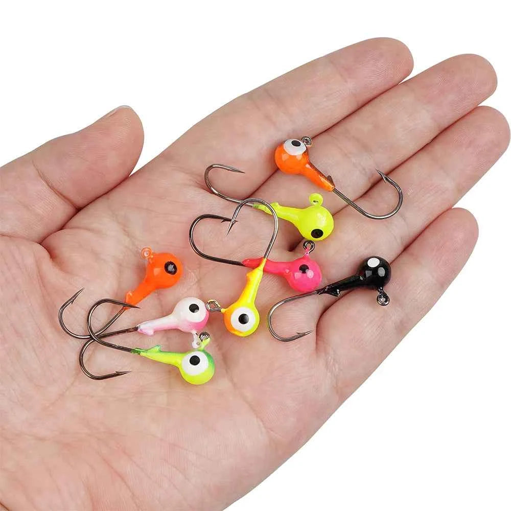 Shaddock Fishing Round Ball Head Jigs – Painted, Barbed Hook, 1/32–3/8 oz, 40 Pcs