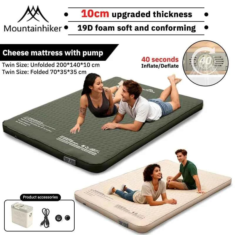 Mountainhiker Inflatable Camping Mattress – 10cm Upgraded Sleeping Pad with Storage Bag | Single & Double