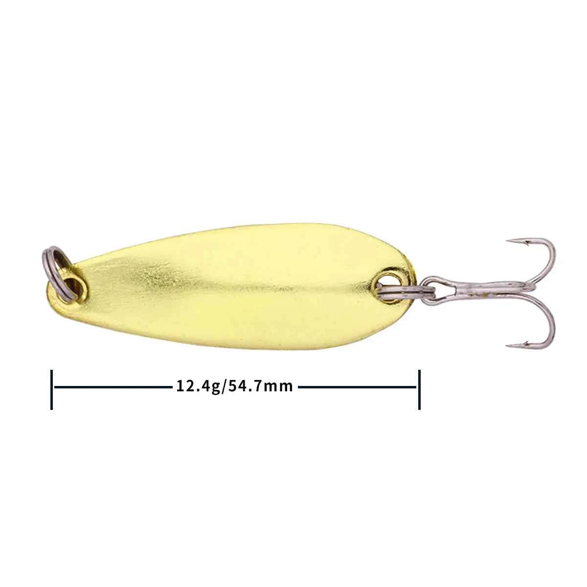 Metal Spoon Fishing Lure with Treble Hook – Gold &amp; Silver Jig Bait for Bass, Pike &amp; Perch