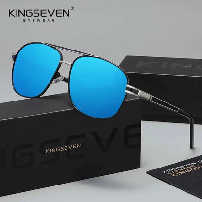 KINGSEVEN 738 Polarized Square Sunglasses – Stainless Steel Frame, UV400, Unisex