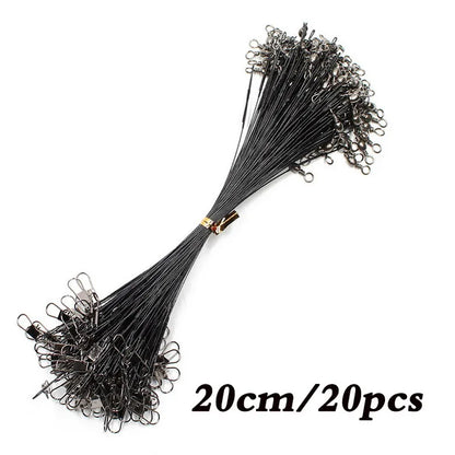 Anti Bite Steel Fishing Line Steel Wire Leader With Swivel Fishing ,  Leash Fishing Wire 15cm 20cm  30cm