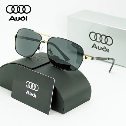 Audi Polarized Sunglasses – Unisex UV400 Square Aviator Alloy Frame Business &amp; Driving Shades