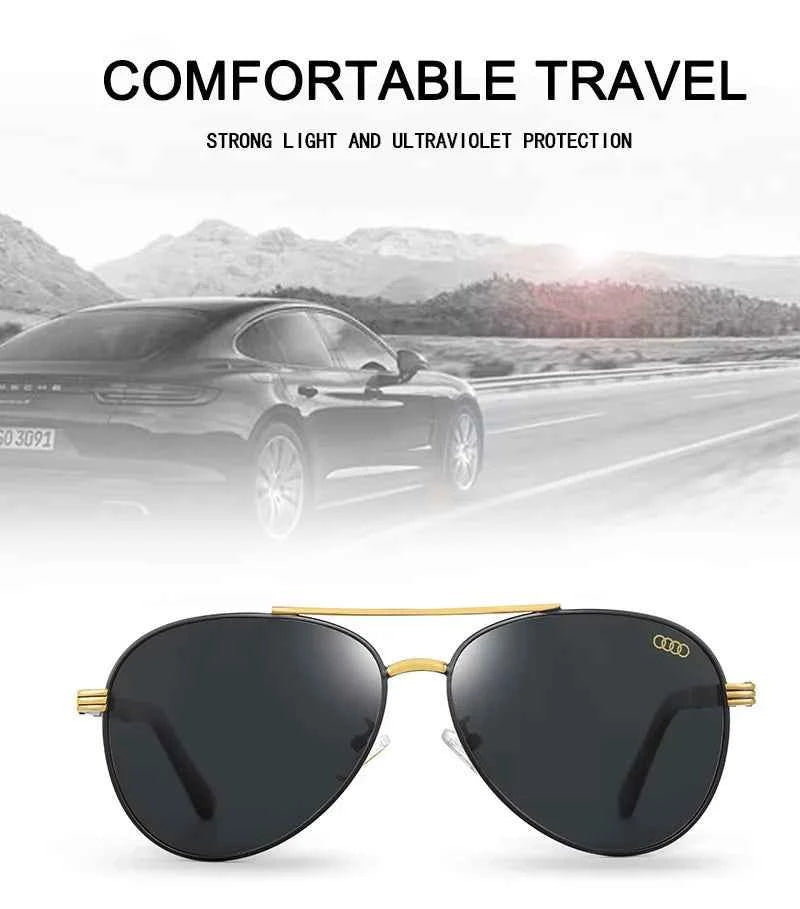 Audi UV400 Polarized AntiGlare Retro Flight Sunglasses Glasses for Motorcycle Classic FrogEye Outdoor Glasses Men Women 501