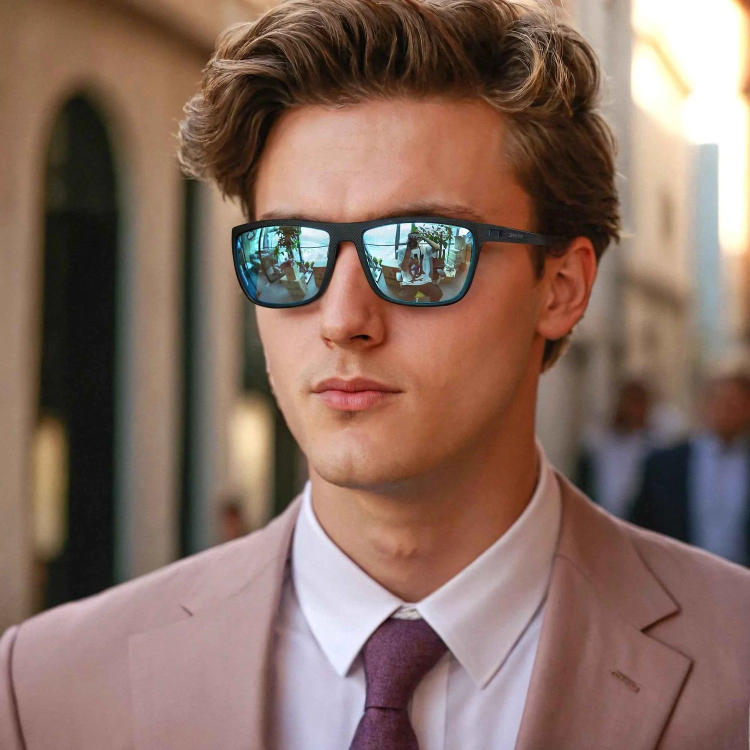ZENOTTIC Polarized Sunglasses for Men Shades Lightweight TR90 Frame UV400 Protection Square Outdoor Trave Driving Sun Glasses