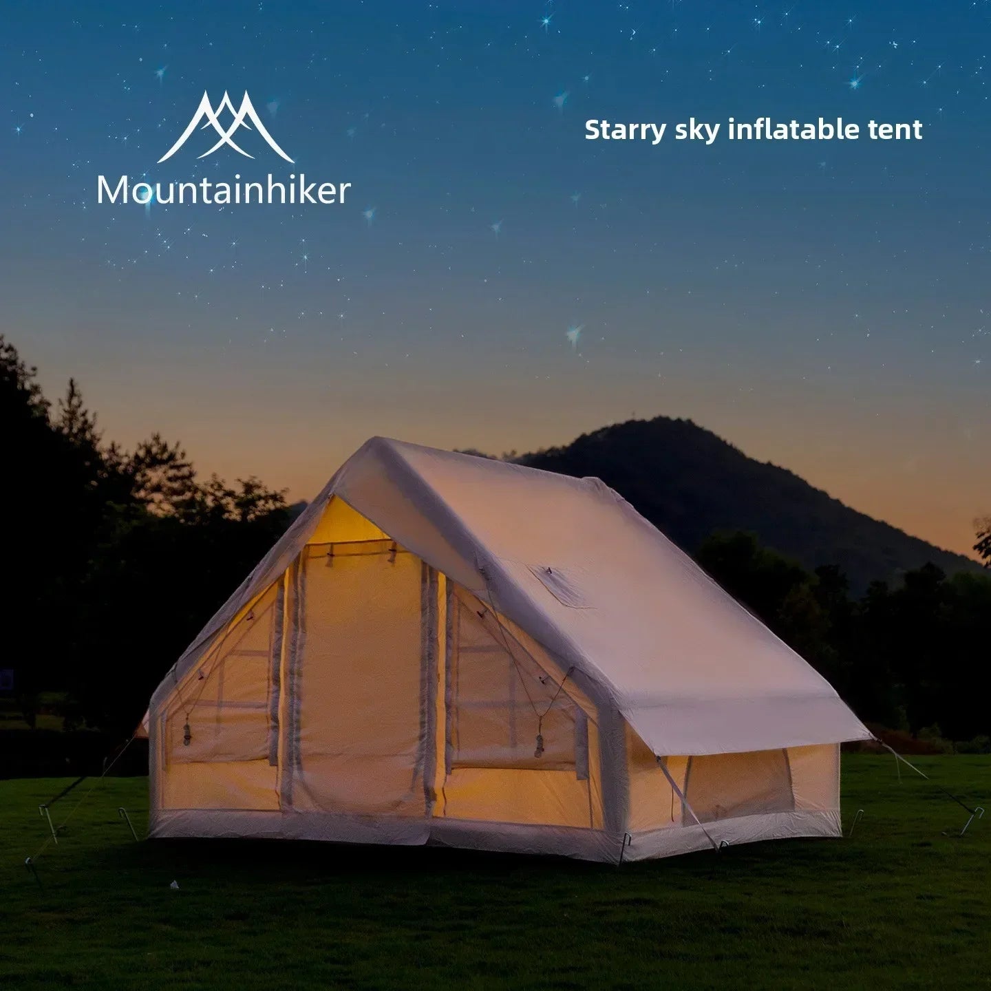 MOUNTAINHIKER Inflatable Camping Tent – 3-4 Person Starry Sky Design | 4-Season Windproof Family Tent
