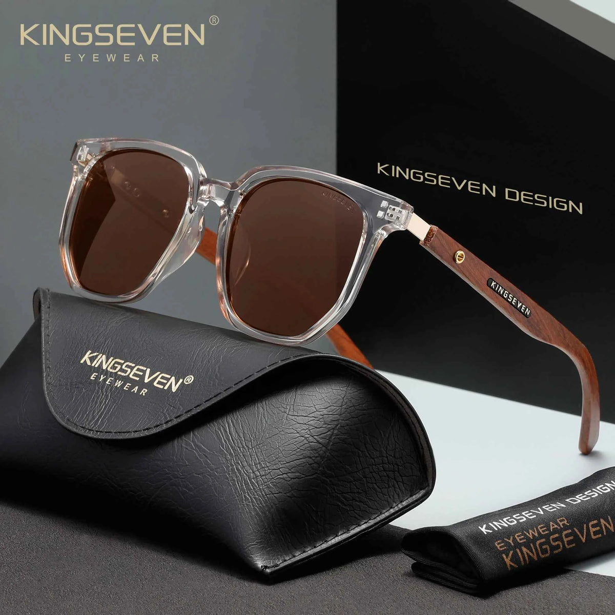 KINGSEVEN Retro Wood Frame Polarized Sunglasses – UV400 Unisex Driving Shades