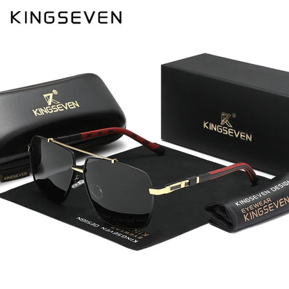 KINGSEVEN Square Polarized Sunglasses – UV400 Mirror Aluminum Frame for Men &amp; Women
