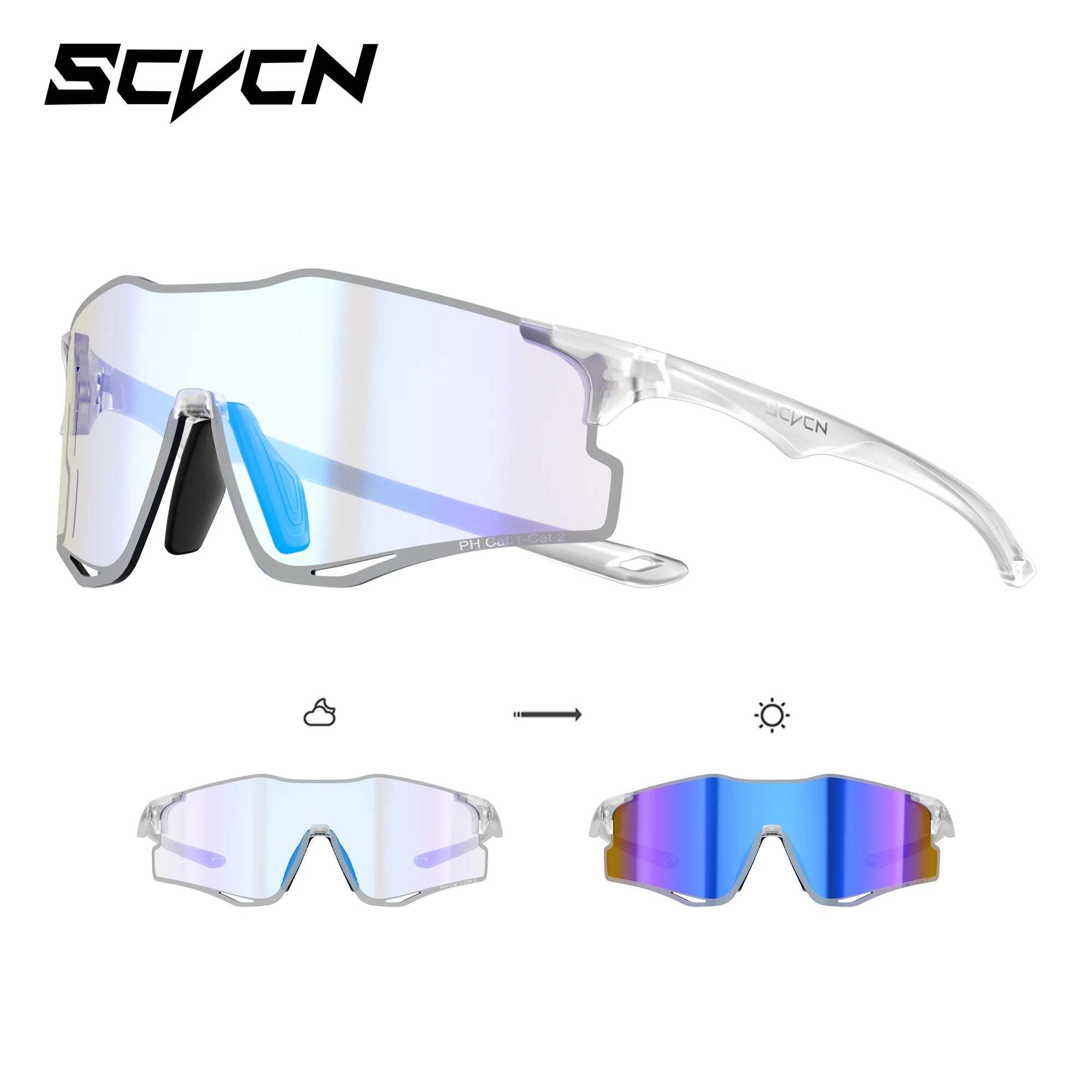 SCVCN Lightweight Running Sunglasses Cycling Glasses Photochromic UV400 for Men Cycling Road Bike Glasses Women Casual Hiking
