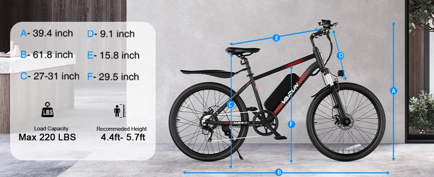 Varun M24-1 Adult Electric Bike, 500W Peak Power Electric Road Bike, 36V 7.8Ah Battery, 24-inch E-Bike, Max Speed 32km/h
