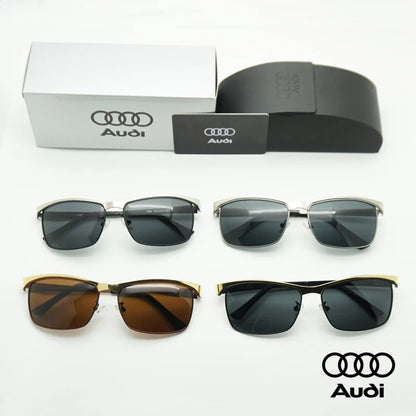 Audi Polarized Driving Sunglasses – UV400 Anti-Glare Alloy Frame | Rectangle Pilot Style