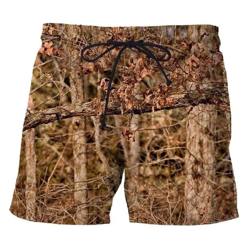 3D Camo Leaf Print Athletic Shorts – Quick-Dry Breathable Loose Fit | Unisex | S–6XL | Outdoor &amp; Fitness