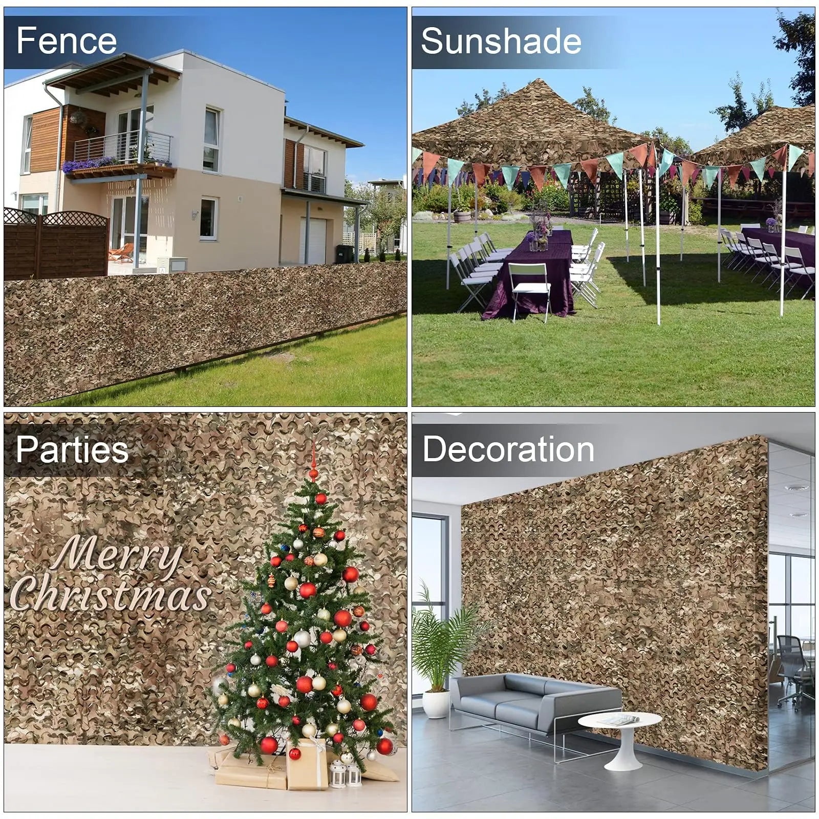 Camouflage Netting Sun Shade – Camo Net for Camping, Hunting &amp; Outdoor Cover, 2×3m to 3×5m