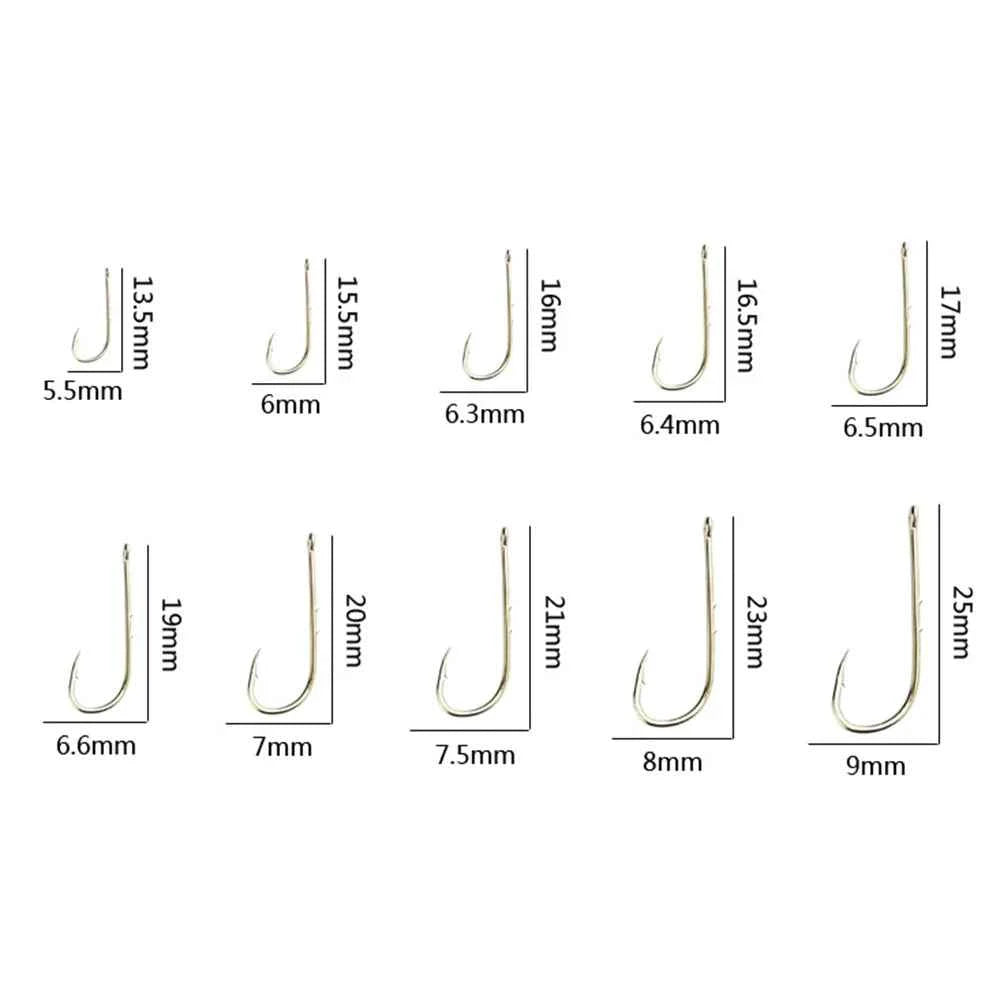 Silver Long Handle Hook Bait Barbs Shank Fishing Hooks Set Silver Metal Bait Holder Sharp Point Corrosion Resistant 50/100pcs
