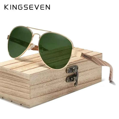 Genuine KINGSEVEN Pilot Sunglasses For Men UV400 Polarized Wood Women Sun Glasses Fishing Driving Glasses