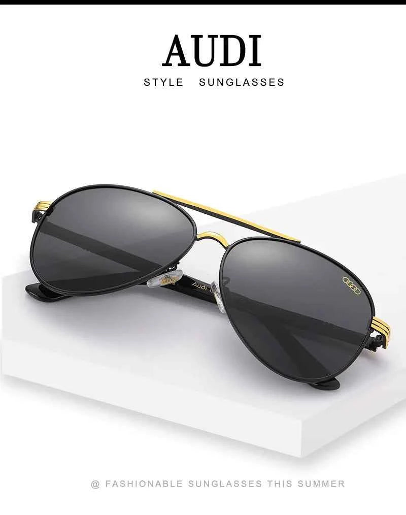 Audi UV400 Polarized AntiGlare Retro Flight Sunglasses Glasses for Motorcycle Classic FrogEye Outdoor Glasses Men Women 501