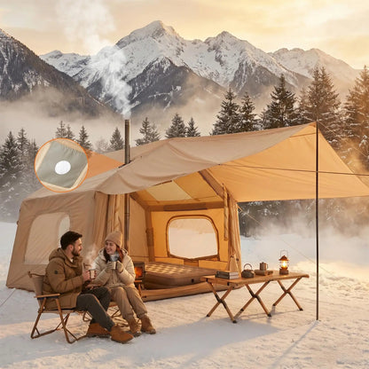 Spacious Inflatable Camping Tent – 6-8 Person, Quick Setup Air Pole System, Skylight &amp; Canopy