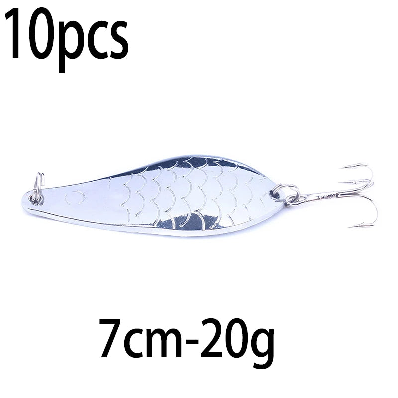 Metal Spoon Fishing Lure with Treble Hook – Gold &amp; Silver Jig Bait for Bass, Pike &amp; Perch