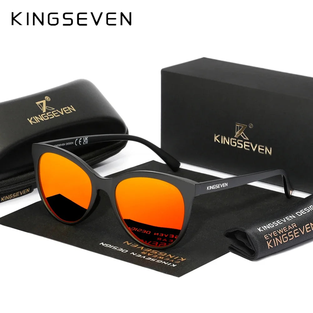 KINGSEVEN 7825 Polarized Oversized Cat Eye Sunglasses – Plastic Frame, UV400, Unisex