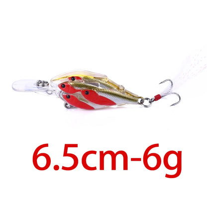 75mm 9g Floating Crankbait Fishing Lure – Swimbait Wobbler with Rattle &amp; 3D Eyes
