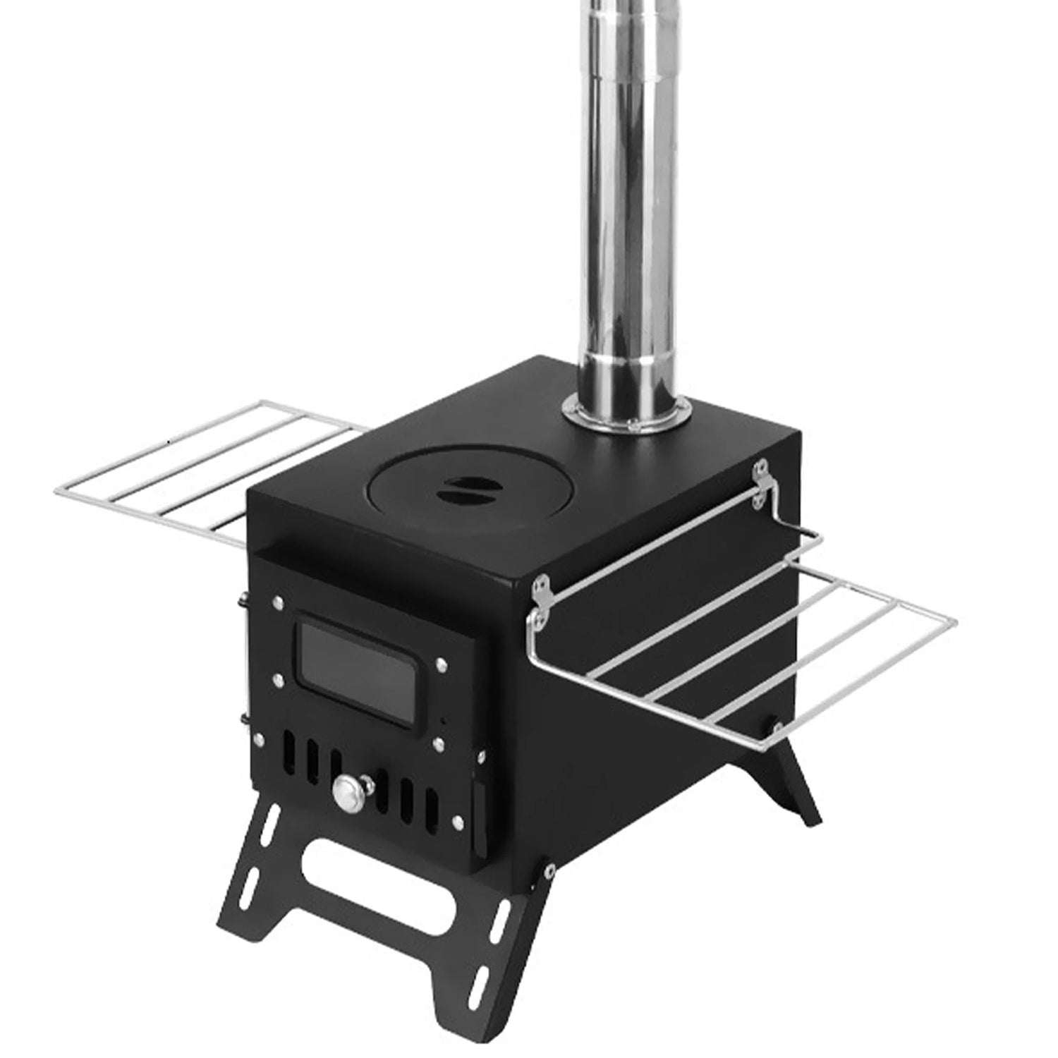 Tomshoo Outdoor Camping Wood-burning Stove Wood Burner Stainless Steel Foldable Tent Heater w Tent Fire Window Patio Fireplace