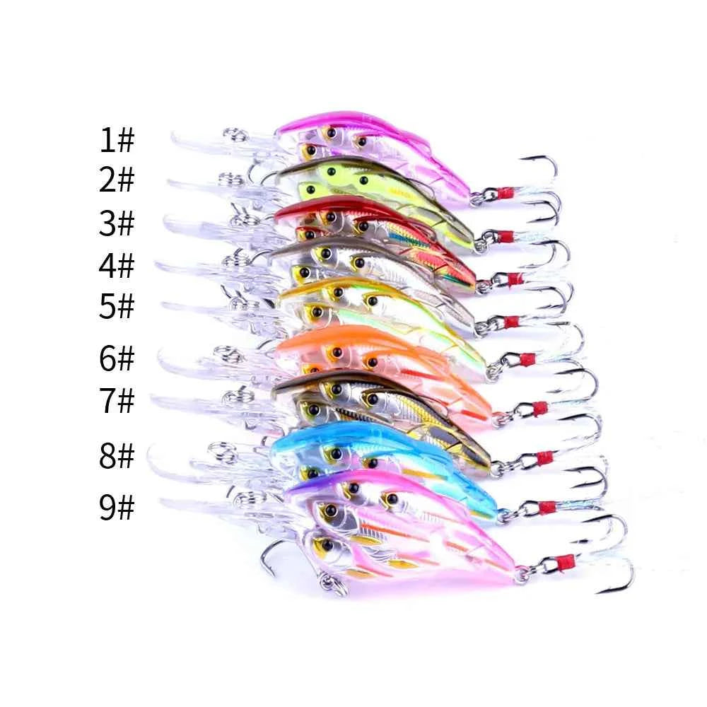75mm 9g Floating Crankbait Fishing Lure – Swimbait Wobbler with Rattle &amp; 3D Eyes