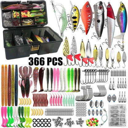Complete Fishing Lure Kit with Tackle Box – 86 / 88 / 136 / 149 / 366pcs for Trout, Pike &amp; Bass