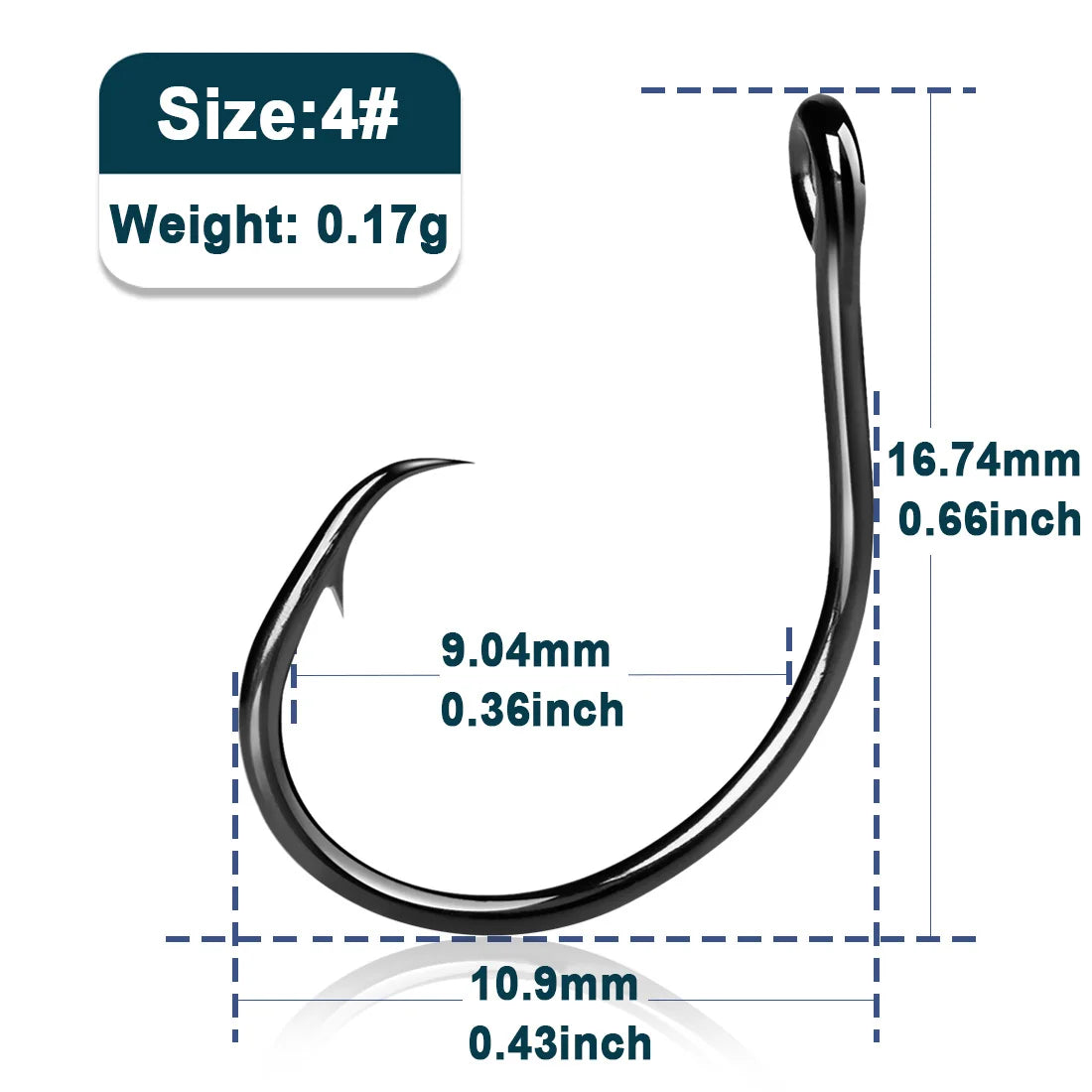 9KM Wide Gap Circle Hooks – Saltwater &amp; Freshwater, Non-Offset, 25/50/100 Pack