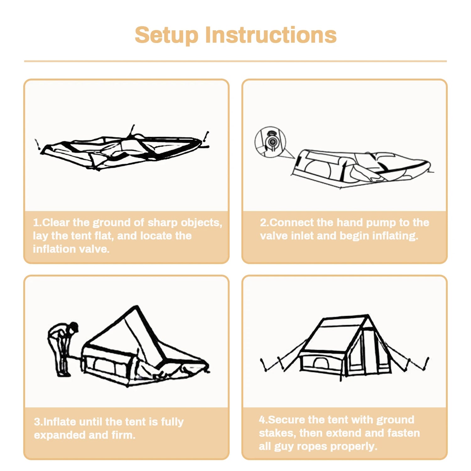 PAKICETUS Inflatable Camping Tent – 4-8 Person Portable 4-Season Waterproof Tent with Windows