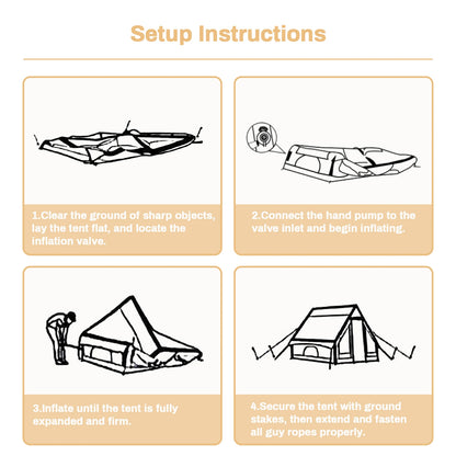 PAKICETUS Inflatable Camping Tent – 4-8 Person Portable 4-Season Waterproof Tent with Windows