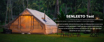 SENLEETO 6-8 Person Inflatable Camping Tent | Stove Jack, AC Vent &amp; Pump Included