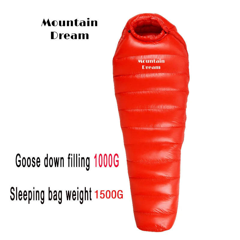 Winter Down Sleeping Bag Adult Mummy White Goose Down Warm Sleeping Bag Three Seasons Suitable For Camping Trips