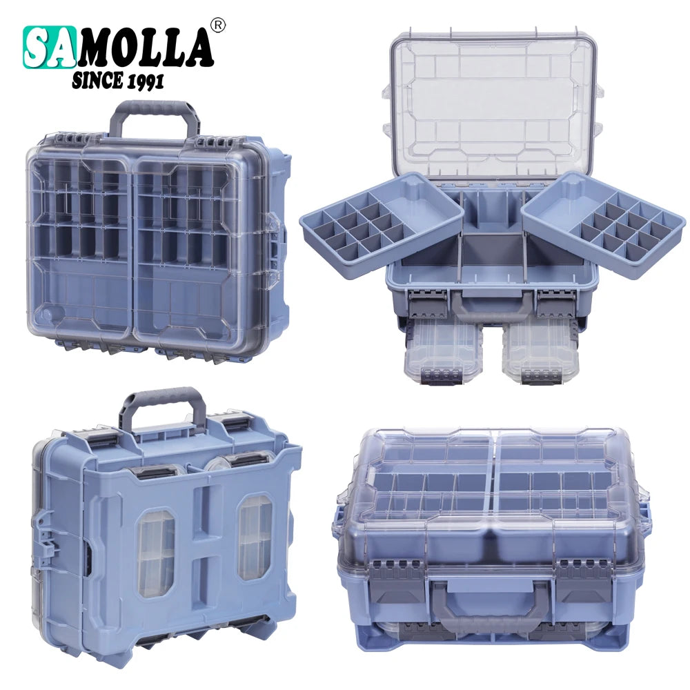 Large Capacity Waterproof Fishing Tackle Box – Hard Shell | Multi-Compartment | Portable | Fishing &amp; Camping