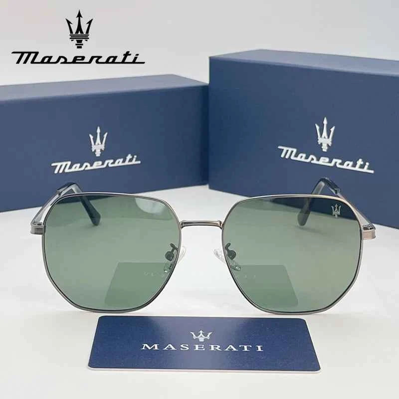 MASERATI 220495 Polarized Photochromic Square Sunglasses – Alloy Frame, UV400, Unisex