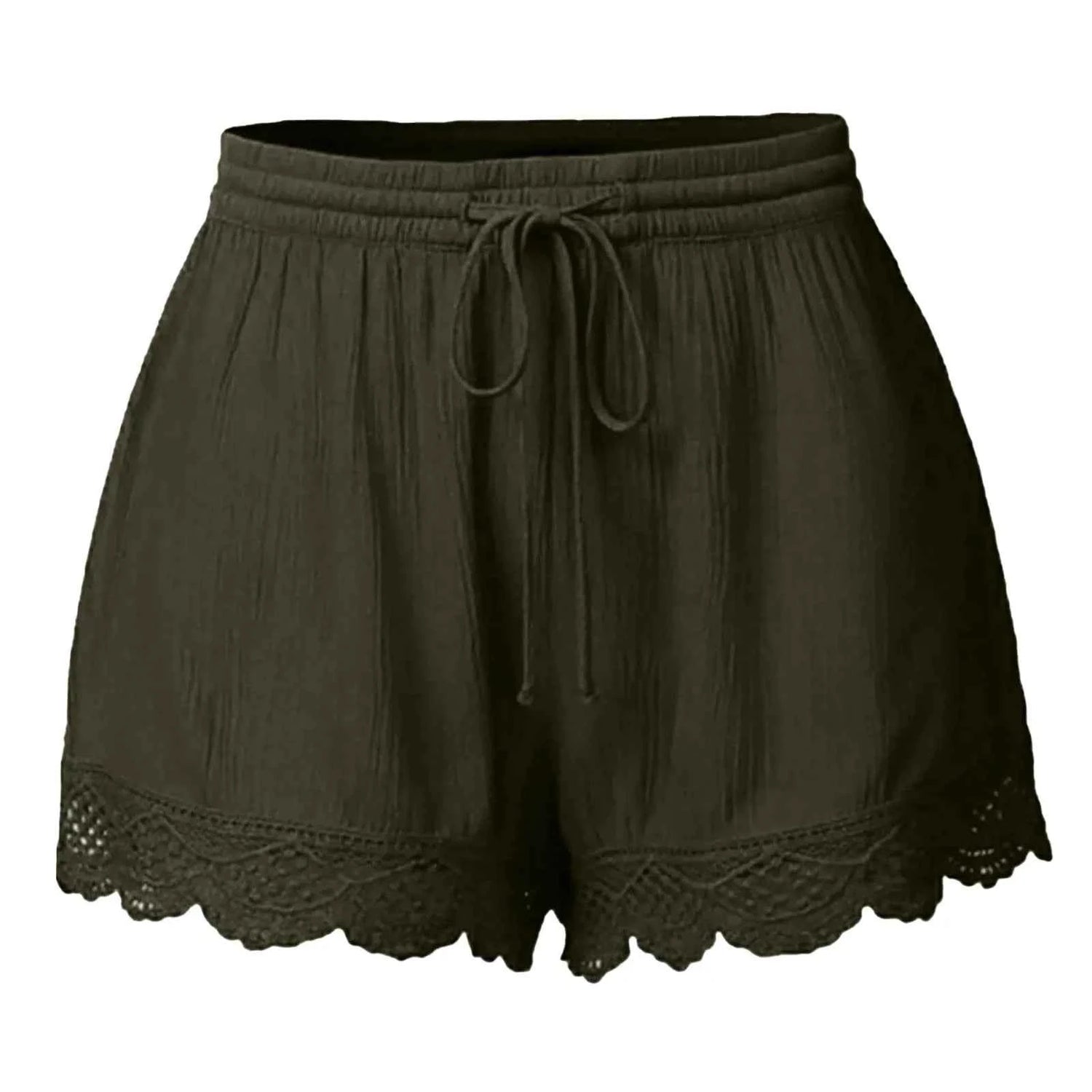 Women Lace Up Shorts Summer Casual Elastic Waist Wide Leg Sweat Fitness Running Short 2024 High Quality Thick Fabric Mini Shorts