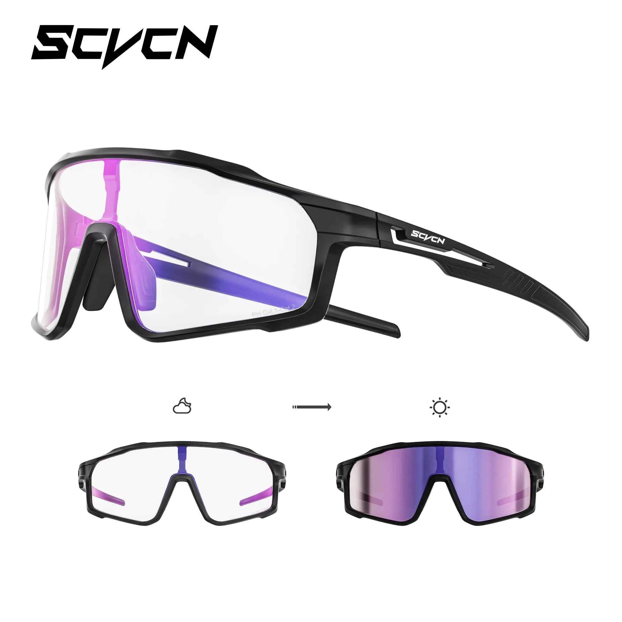 SCVCN Hiking Eyewear Photochromic Bike Cycling Sunglasses Men Outdoor Sports MTB UV400 Goggles Women Running Windproof Glasses